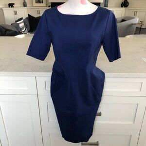 Brooks Brothers Elegant Jersey Boatneck Sheath Dress Cobalt Blue Sz 6